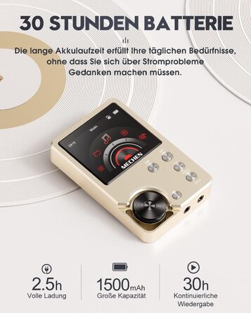 MECHEN M30 Hi-Res MP3-плеєр, HiFi цифровий аудіоплеєр з підтримкою DSD, FLAC, DAC, CUE, без втрати якості, портативний DAP, 64ГБ карта пам’яті, підтримка до 256ГБ