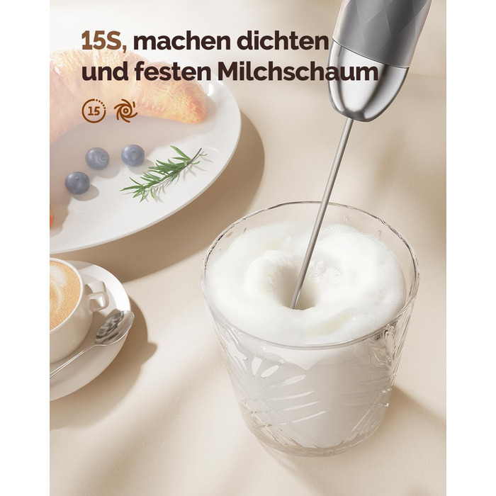 Електричний пінний балон Maestri House LunaFro 2.0 (сірий): бездротовий міксер з регулюванням швидкості та нержавіючою сталею