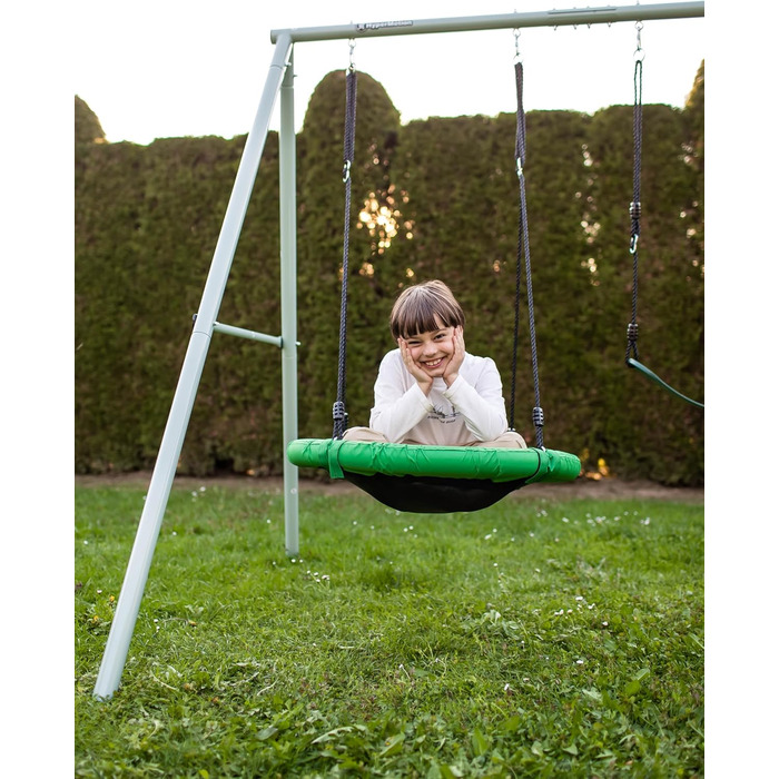 Гойдалка-гніздо для саду HyperMotion Storchennest з А-рамою, 2 місця, 150 кг, зелено-сіра (HYP1)