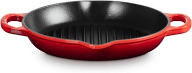 LE CREUSET Signature Сковорода гриль кругла висока з чавуну, 25 см, Червоний (Ofenrot), для всіх типів плит та духовок