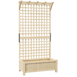 Підвищене грядка з шпалером та дахом, ящик для рослин, квітник, стійкий до погодних умов, дерево, 90 x 45 x 183 см, натуральне дерево