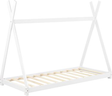 Ліжко дитяче Onejda Tipi від en.casa, 80x160 см, білий колір, з сосни