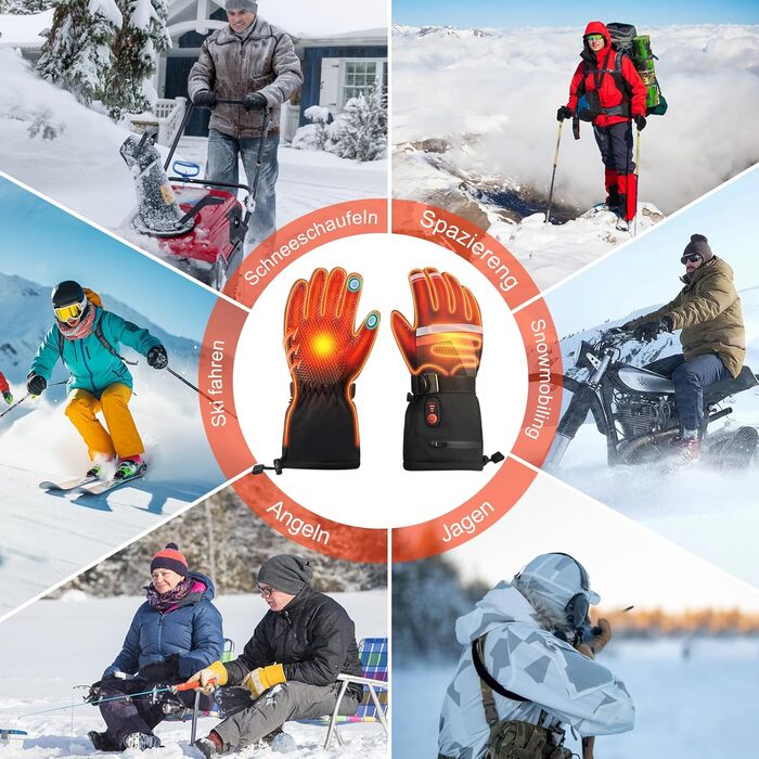 Гріючі рукавички Netraty для катання на лижах, велосипеді, мотоциклі. 7.4V, 6400mAh, 3 режими нагріву, зимові рукавички (M)