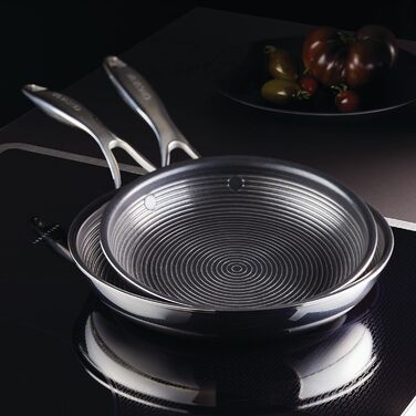 Набір сковорідок, нержавіюча сталь, з антипригарним покриттям, сріблястий, 30013