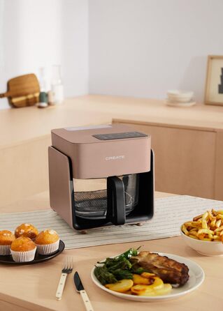 Фритюрниця готувальна повітряна 4.2 л з парогенератором, 6 програм, скляна корзина, таймер, регулювання температури, 1300W (Mokka)