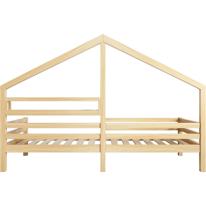 Ліжко дитяче Merax 90x200 см з бортиками, з ящиками та полицею, біле. Стабільне дерев'яне ліжко-будиночок з ламелями. Ігрове ліжко для хлопчиків та дівчаток.