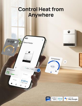 Дрео Smart Wandkonvektor - електричний конвектор з термостатом, пультом керування та таймером, 2000W, білий
