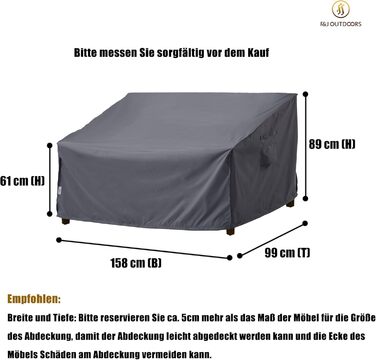 Захисний чохол для саудового дивана F&J Outdoors, водонепроникний, стійкий до УФ-випромінювання, сірий, 208x99x61/89 см