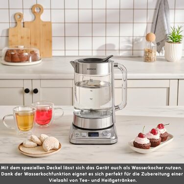 Електричний чайник та заварник Karaca X Refika XL з автоматичним регулюванням температури, 2л, 0.8л, 2200W, хром