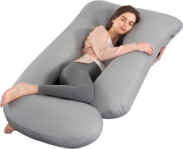 Подушка для вагітних GKXLH - J-подібна подушка для підтримки спини, живота та стегон. Знімна, дихаюча, колір: сірий