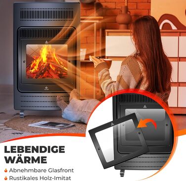Газовий нагрівач KESSER®: газовий камін-нагрівач, 3.4 кВт, інфрачервоний, 2 режими, з регулятором та шлангом, чорний