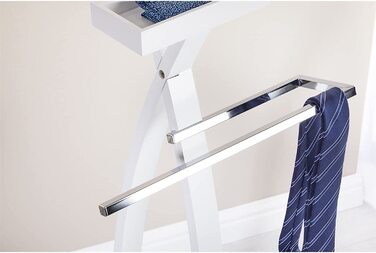 Сучасний чоловічий вішак для одягу з полицею для штанів та місцем для прикрас, білий