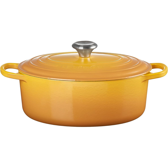 Le Creuset Signature Бра́тниця з чавуну з кришкою, овальна, 29 см, 8.9 л, для всіх плит (в т.ч. індукційних), вишнево-червоний колір