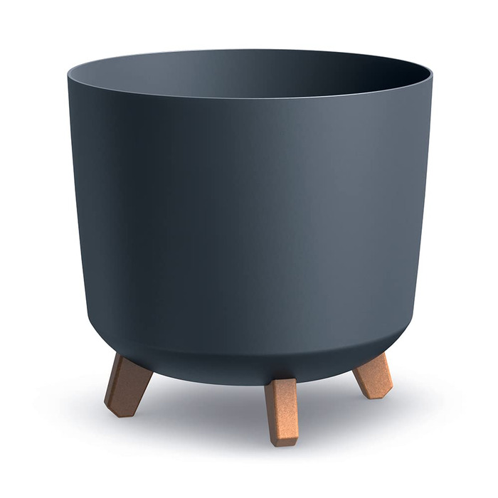 Плантатор BirnePower Gracia Slim 44,5 см – Сучасний горщик для квітів з ніжками, бетонна текстура, стійкий до УФ та погодних умов, елегантний кашпо для балкона, саду, інтер'єру – Антрацит (28,5 см)
