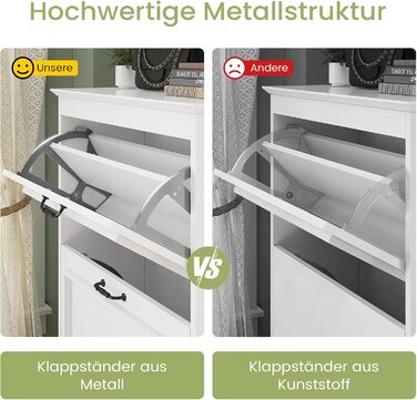 Шкаф для взуття Brinlawb з 3 дверцятами, білий. Комод для взуття, полиця для взуття з регульованими перегородками, для 14-18 пар. Дерев'яний шкаф для вхідної зони, коридору, вітальні.