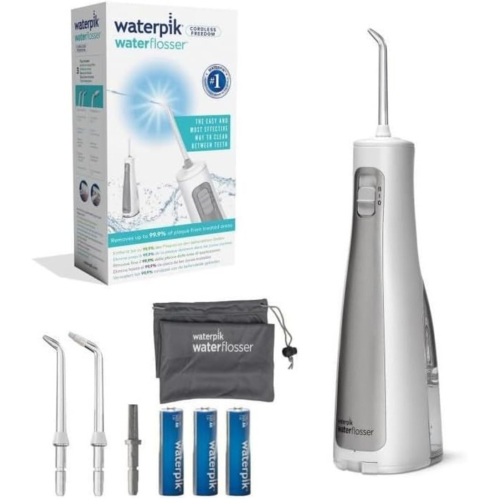 Waterpik Cordless Freedom Waterflosser: бездротова іригатор для рота, водонепроникний, з 3 насадками, білий (WF-03EU010)