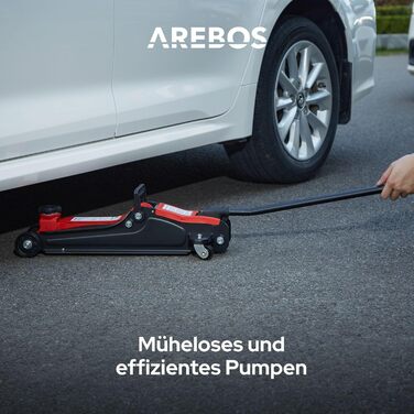 Гідравлічний підйомник Arebos 2T для авто: низькопрофільний, 85-385 мм + 4 гумові накладки