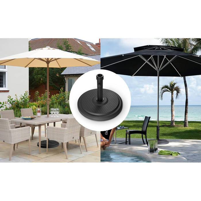 Підставка для парасольки Paramondo, кругла, срібна, з полімерного бетону, для масту діаметром до 50 мм, з адаптерними гільзами