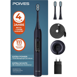 Електрична зубна щітка POIVES P1 Pro з датчиком тиску, 72000 рухів, 4 роки гарантії, 111 днів без ризику, тривалий час роботи, колір: Midnight Blue