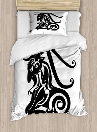 Козеріг Підковдра Двоспальне ліжко, дизайн тварин, м'яка форма Високоякісна підковдра з 2 предметів з 1 наволочкою, 170 x 220 см - 75 x 50 см, чорно-білий
