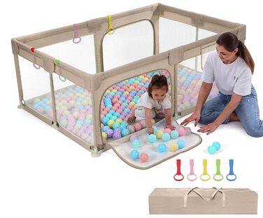 Дитячий ігровий центр Dripex 124x124 см, сірий. Laufstall (біговий загін) з дихаючою сіткою, Laufgitter, Playpen.