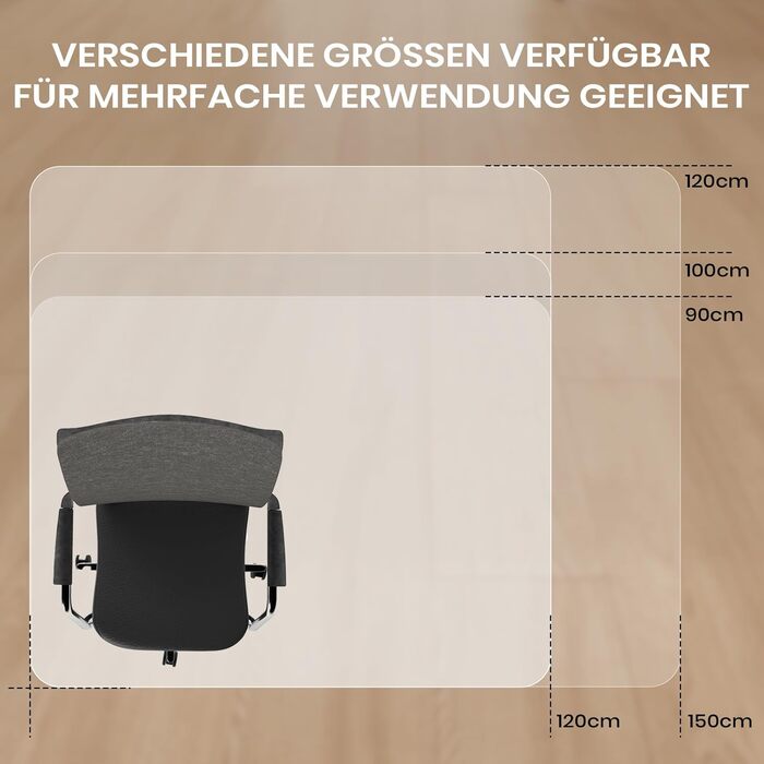 Килимок під офісне крісло COSYLAND, напівпрозорий, 120x120 см