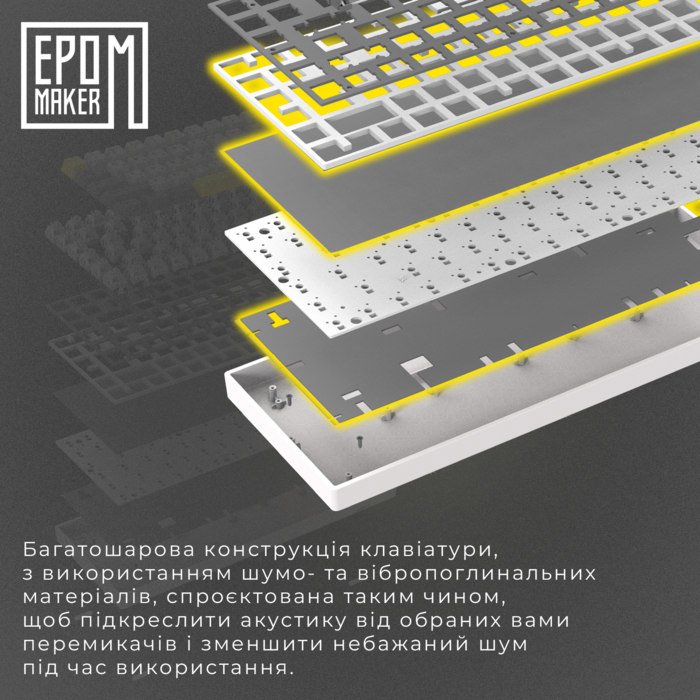 Клавіатура механічна бездротова EPOMAKER EP64 Mulan White (EP64-W-M)