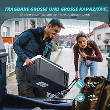 EUHOMY Компресорний холодильник -20℃~20℃, 12V/24V/220-240V, 18L, з APP-керуванням для кемпінгу, подорожей, авто та дому
