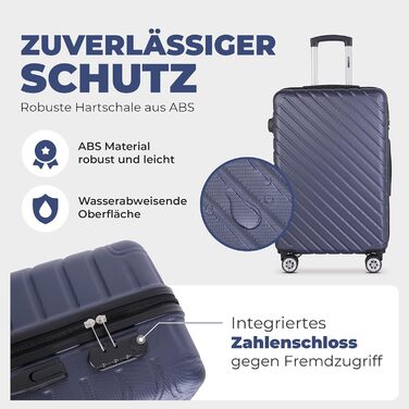 Набір валіз Onbest 3 шт. XXL (20', 24', 28') з ABS, з колесами, + вага – блакитний