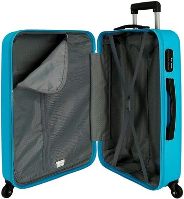Валіза ручної поклажі Roll Road з ABS-пластику, кодований замок, 4 колеса, блакитний колір, набір