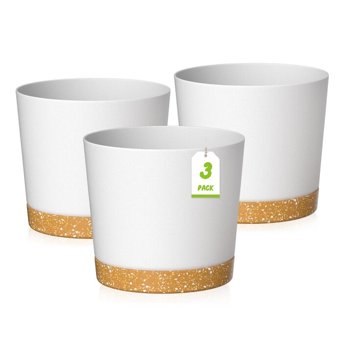 Набір горщиків для квітів ZMTECH 30,5 см (2 шт.) - пластикові горщики з піддоном для кімнатних рослин, сукулентів, квітів (білий)