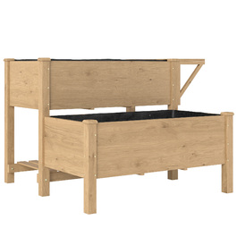 Підвищений грядок з двома ярусами, ящик для вирощування рослин з тканиною та дренажним отвором, дерево, 119,5 x 102 x 76,5 см, світло-коричневий