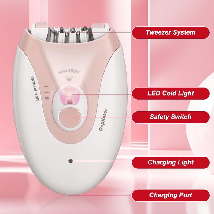Епілятор DASIAUTOEM Women, набір для видалення волосся для обличчя, ніг, тіла, пахв, бікіні зі світлодіодним підсвічуванням