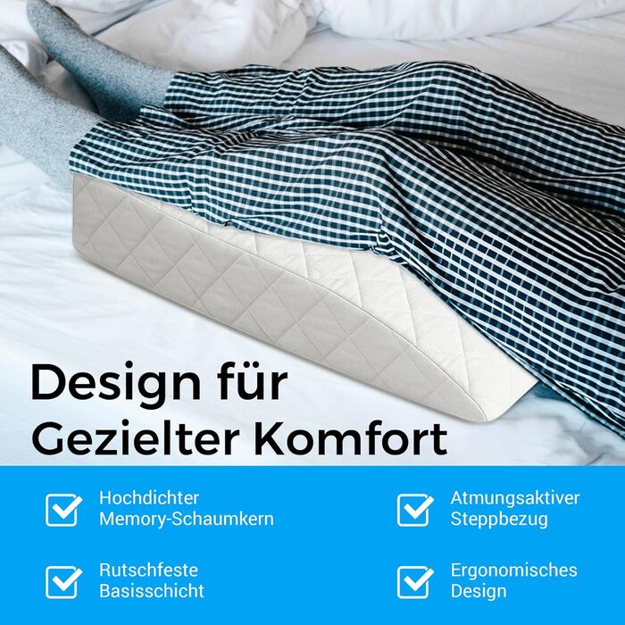 Ортопедична подушка для ніг, подушка для відпочинку ніг, подушка для поліпшення кровообігу, пральна, 71x40x15 см