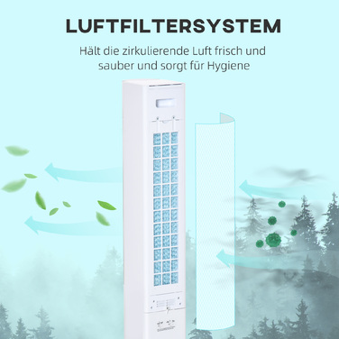 Колонний вентилятор з можливістю повороту на 52 градуси, тиха робота, 3 режими роботи та 3 швидкості