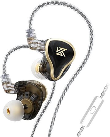 Навушники KEEPHIFI KZ ZAS IEM 7BA1DD гібридні, 16 одиниць, посріблений кабель, чорний з мікрофоном