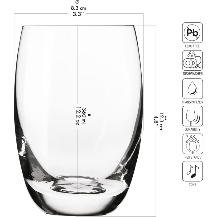Стакани для води KROSNO стакани для соку стакани для пиття / набір з 6 / 360 мл / елітна колекція / ідеально підходить для дому, ресторанів і Па