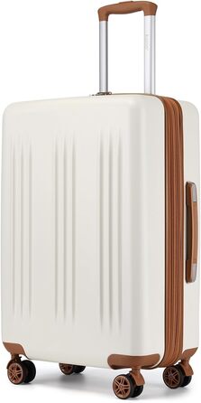 KONO Чемодан ручної поклажі на коліщатках, розширюваний, 55x39x20 см, з жорстким корпусом, 37 л, з TSA-замком, колір бежево-коричневий, розмір L (65 см)