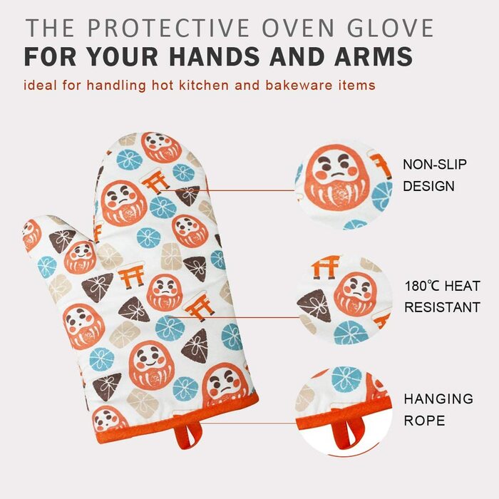 Термостійкі рукавички для духовки потовщені термостійкі рукавички для випічки рукавички для випічки, бавовняні, (стоячі, 1 пара)