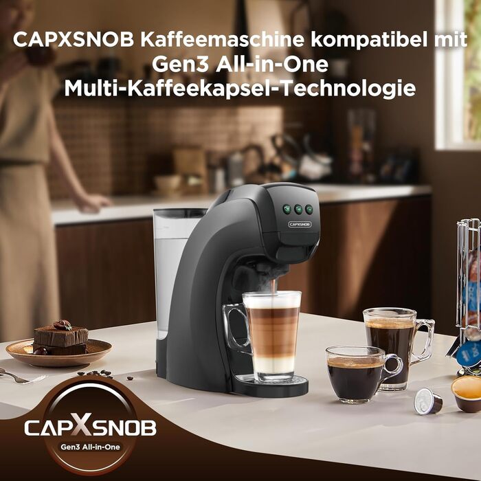 Кавомашина 5-в-1 Warriors1 для Nespresso, Dolce Gusto, Lavazza A Modo Mio, FAP Espresso Point та меленої кави, 20 bar, 0.8 л, автоматична, для дому та офісу, чорний
