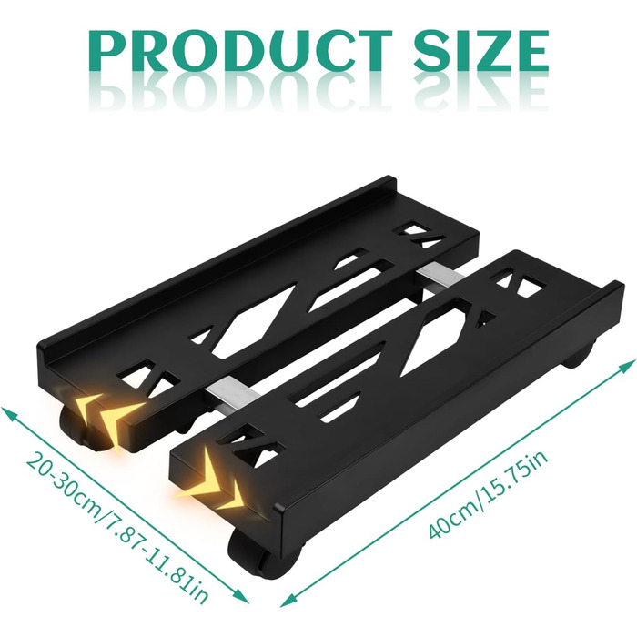 Підставка для ПК на колесах, візок для комп'ютерної вежі, регульована платформа для CPU, підставка для комп'ютера під стіл, візок для комп'ютера, принтера, домашнього офісу, геймінгу, до 80 кг