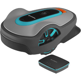 Робот-газонокосачка Gardena Smart Sileno Life 1000: інноваційна технологія LONA KI, SensorControl, для схилів до 35%, з smart Gateway, UK-версія (19702-68), чорний/бірюзовий/сірий