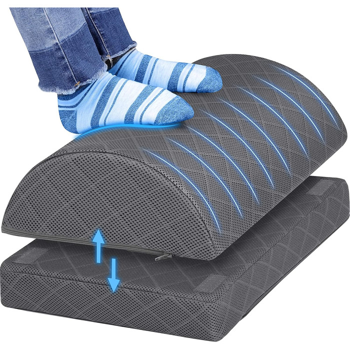 Підставка для ніг під стіл BlissTrends, регульована, з memory foam, для офісного та геймінгового крісла, ергономічна, для зняття болю в спині та попереку