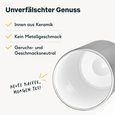Термокружка Silberthal 350 мл з нержавіючої сталі з керамічним покриттям – термокружка для кави з собою, зберігає тепло до 6 годин та холод до 12 годин