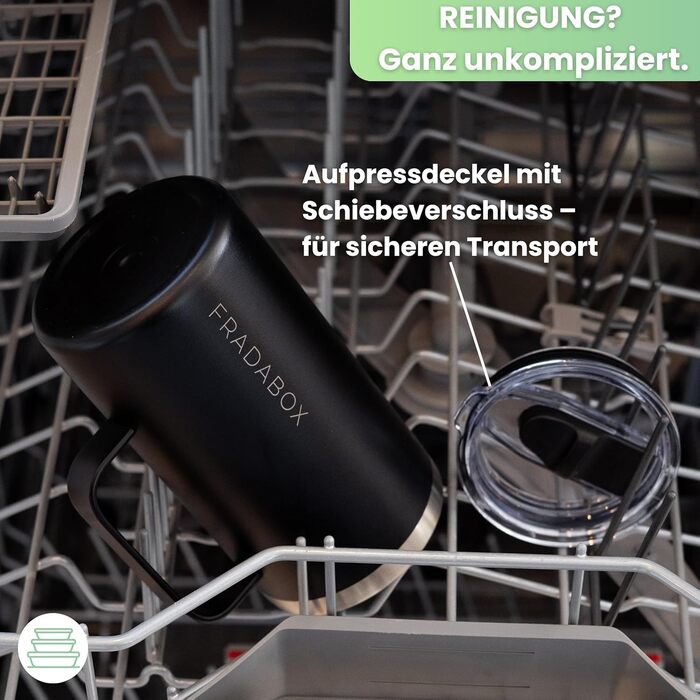 Термокружка 'Neri' 600 мл, нержавіюча сталь, з подвійними стінками, вакуумна ізоляція, для кави з собою, BPA-Free, миється в посудомийній машині, з кришкою-ковпачком (Чорний, Турквіз)