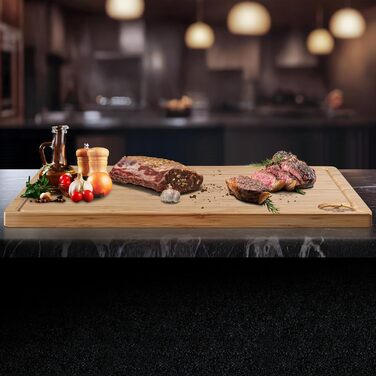 Дерев'яний обрізний стіл Deer & Oak XXXL 60x40x3.2 см - Преміум якість, для кухні, бамбуковий, з сафторізами, двосторонній, з боковими ручками