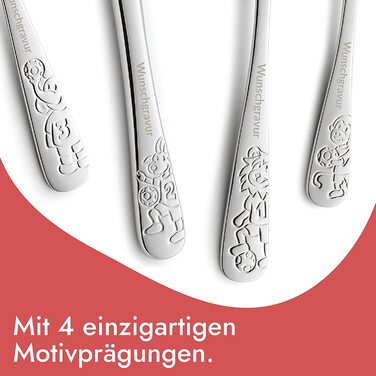 Дитячий столовий набір Ballfreunde з гравіюванням імені - унікальний дитячий столовий набір з гравіюванням, персоналізований хрещення для хлопчика/дівчинки, персоналізований столовий прилад, персоналізовані подарунки для дітей (4 шт.)