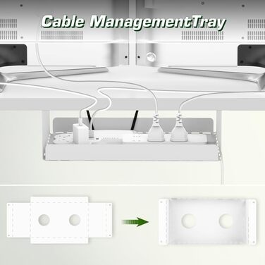 Електричний регульований стіл Airfish 160 x 80 см з USB-C зарядкою, кабелеуправлінням та 3 рівнями пам'яті (білий)