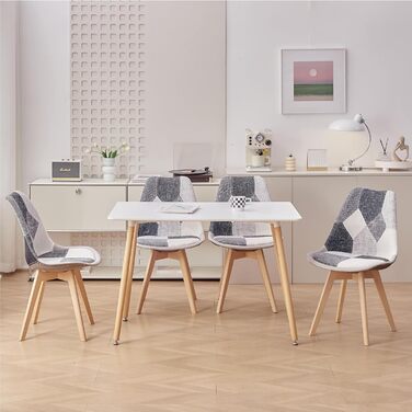 Стільці для їмжі GrandCA HOME: комплект з 4 шт., з масиву буку, в стилі ретро, чорно-білі, для кухні та офісу