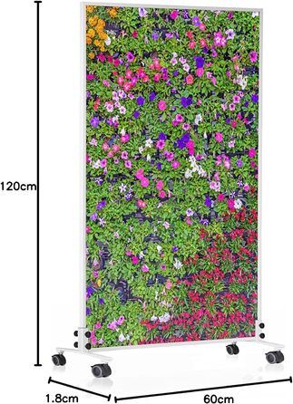Інфрачервовий обігрівач Könighaus Standgerät - att: Економія енергії, швидкий нагрів (2 хвилини), термостат, мобільний, з дизайном (1200 Вт, квіти)
